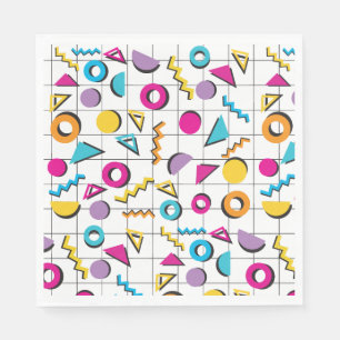 Colourful Eighties 80's Retro Geometric Pattern Napkin