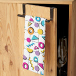 Colourful Eighties 80's Retro Geometric Pattern Tea Towel<br><div class="desc">An eighties inspired retro pattern with colourful 80's geometric shape illustrations on a grid background. Perfect design for anyone who loves nostalgic 80's look designs,  colourful shape illustrations and vintage neon patterns.</div>
