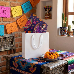 Colourful El Día de los Muertos Floral Sugar Skull Tissue Paper