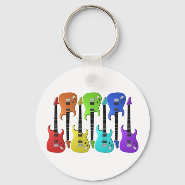Colourful Electric Guitars Keychain (Front)