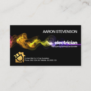 Colourful Electrical Lightning Strike Electrician Business Card