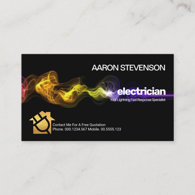 Colourful Electrical Lightning Strike Electrician Business Card (Front)