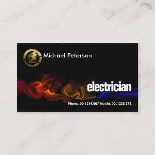 Colourful Electrical Wave Gold Home Lightning Business Card