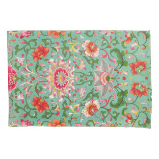 Colourful Elegant Asian Floral Chinoiserie Pattern Pillowcase
