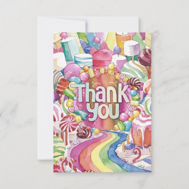 Colourful Elegant Candyland thank you card (Front)
