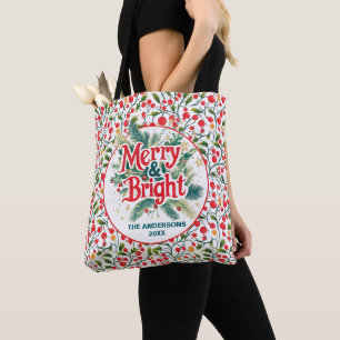 Colourful Elegant Christmas Red White Party Gift Tote Bag