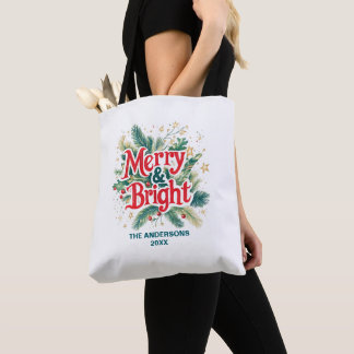 Colourful Elegant Christmas Red White Party Gift Tote Bag