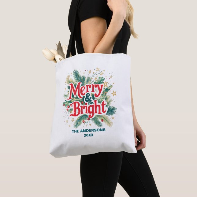 Colourful Elegant Christmas Red White Party Gift Tote Bag (Close Up)