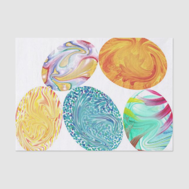 Colourful Elegant Easter Eggs Tissue Paper (Front)