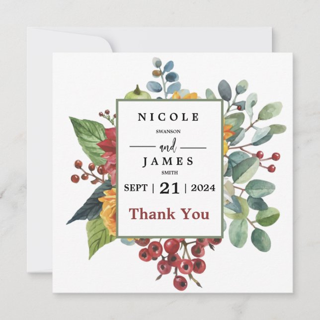 Colourful Elegant Floral  Thank You Card (Front)