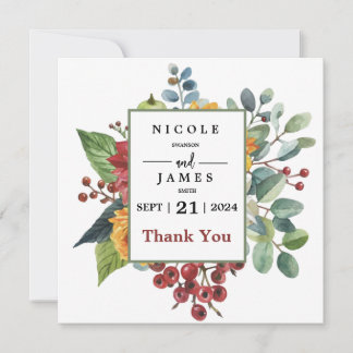 Colourful Elegant Floral  Thank You Card