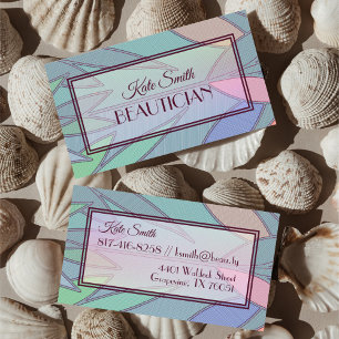 Colourful elegant leafy pattern for Beautician Business Card