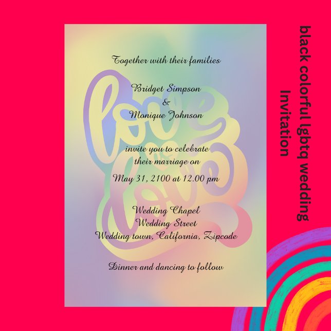 colourful elegant lgbtq love Wedding Invitation (colorful elegant lgbtq love Wedding Invitation by wedding Hobinishop)