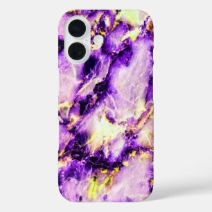 Colourful Elegant Marble Purple Pink and Gold iPhone 16 Case