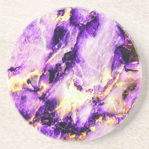 Colourful Elegant Marble Purple Pink and Gold Coaster