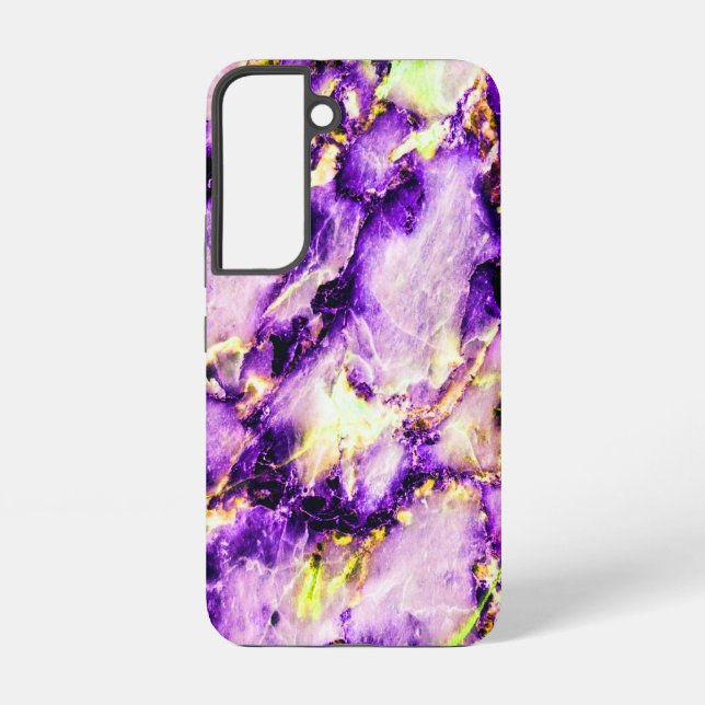Colourful Elegant Marble Purple Pink and Gold Samsung Galaxy S22 Case (Back)