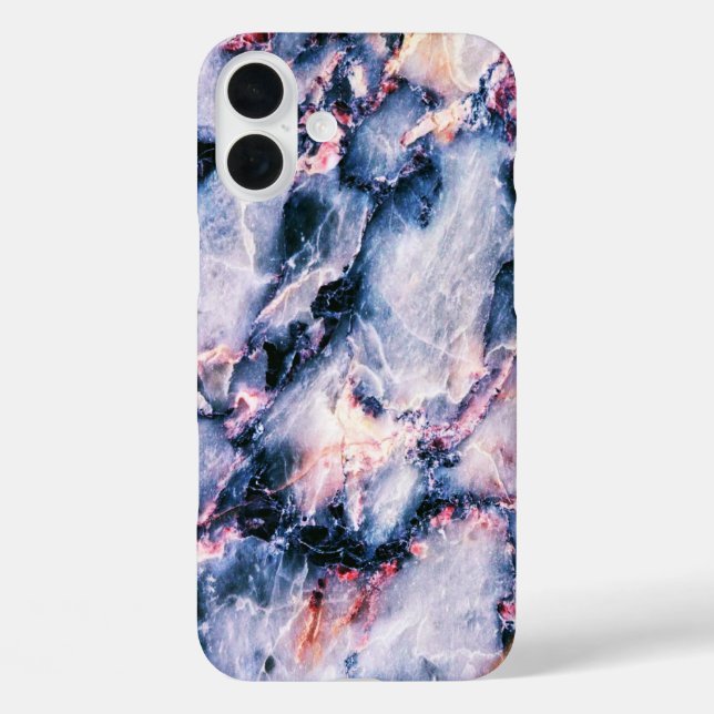 Colourful Elegant Marble White Blue and Pink Case-Mate iPhone Case (Back)