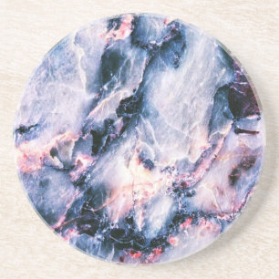 Colourful Elegant Marble White Blue and Pink Coaster