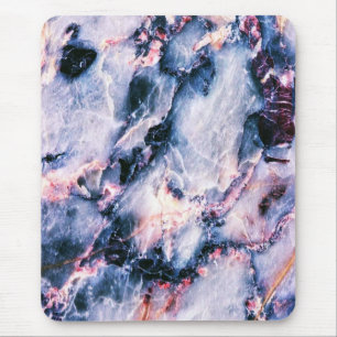 Colourful Elegant Marble White Blue and Pink Mouse Mat