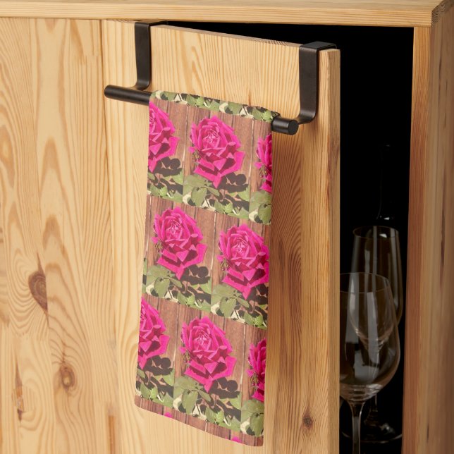Colourful Elegant Pink Floral Pink Flower Tea Towel (Thirds Fold)