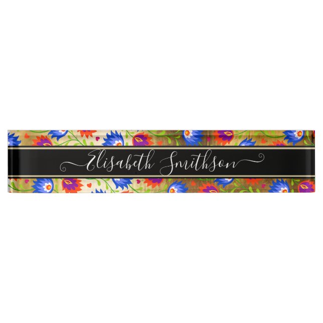 Colourful Elegant Professional Bold Bohemian Flora Nameplate (Front)