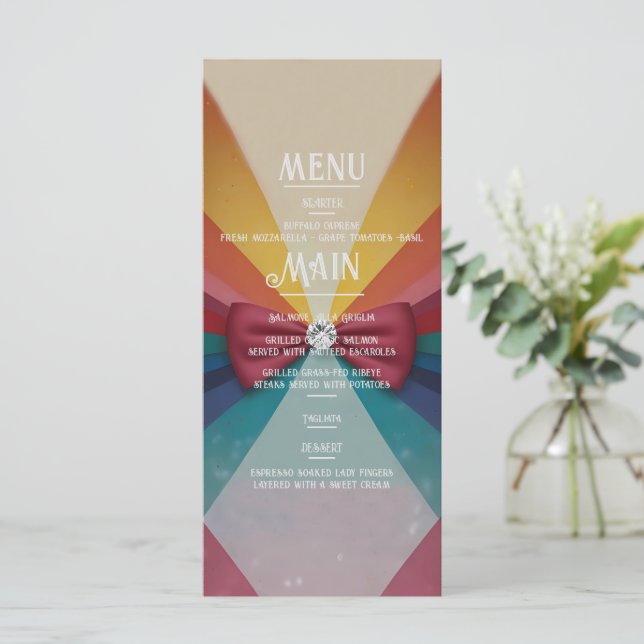 Colourful Elegant Rainbow Wedding Invitation  (Standing Front)