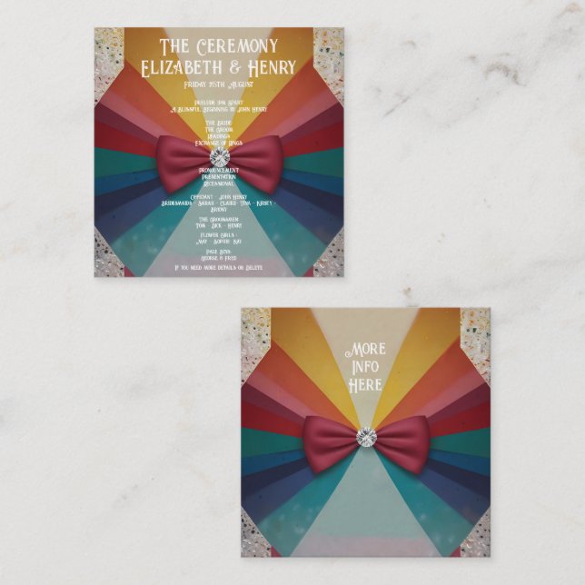 "Colourful Elegant Rainbow Wedding Invitation (Front/Back)