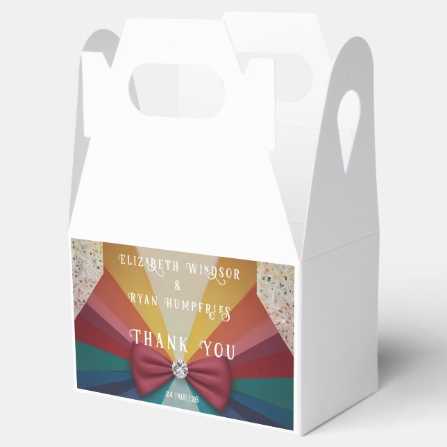 Colourful Elegant Rainbow Wedding Invitation  Favour Box (Opened)