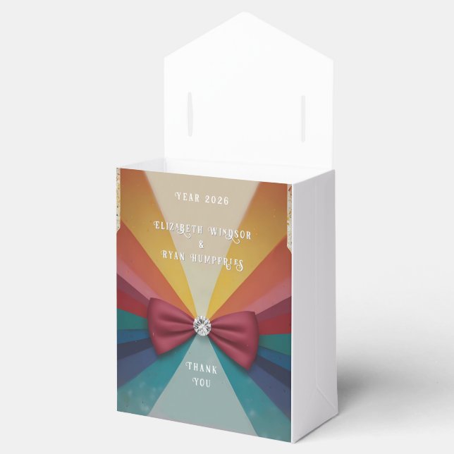 Colourful Elegant Rainbow Wedding Invitation  Favour Box (Opened)