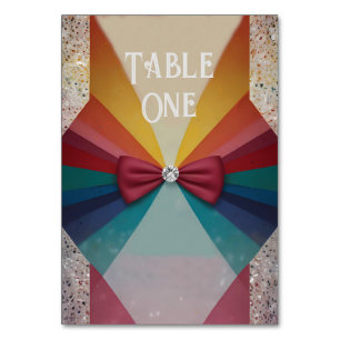 Colourful Elegant Rainbow Wedding Invitation  Table Number