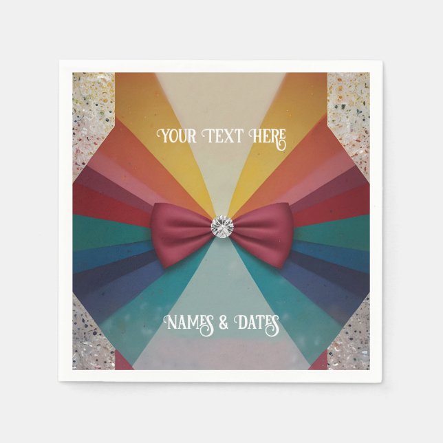Colourful Elegant Rainbow Wedding Napkin (Front)