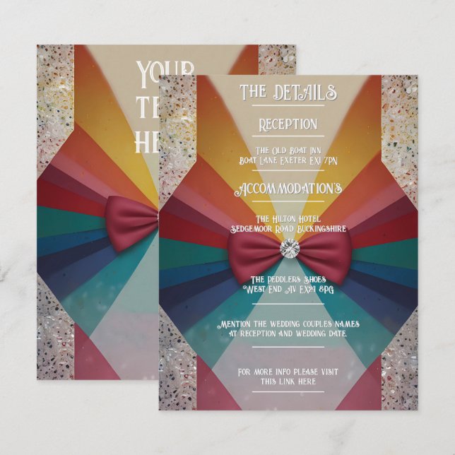 "Colourful Elegant Rainbow wedding RSVP Card (Front/Back)
