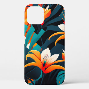 Colourful Elegant Tropical Leaves and Flowers   iPhone 12 Pro Case