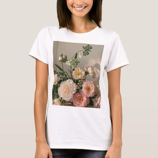 Colourful Elegant vintage-inspired flowers  T-Shirt (Front)