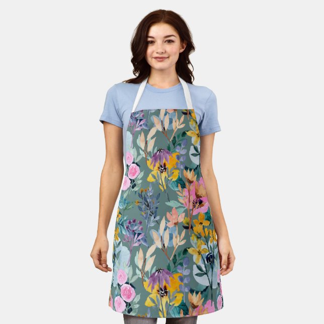 colourful elegant water All-Over Print Apron Mediu (Worn)