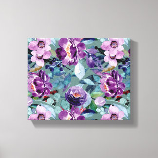 colourful elegant watercolor floral canvas art 