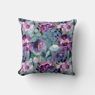 colourful elegant watercolor floral pillow