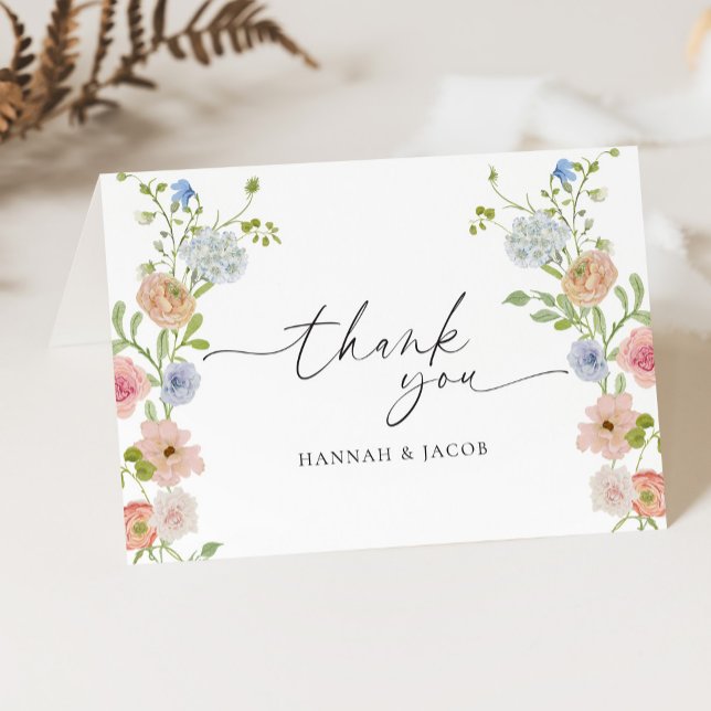 Colourful Elegant Wildflower Floral Wedding Thank You Card (Creator Uploaded)