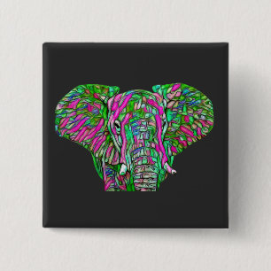 Colourful Elephant 15 Cm Square Badge