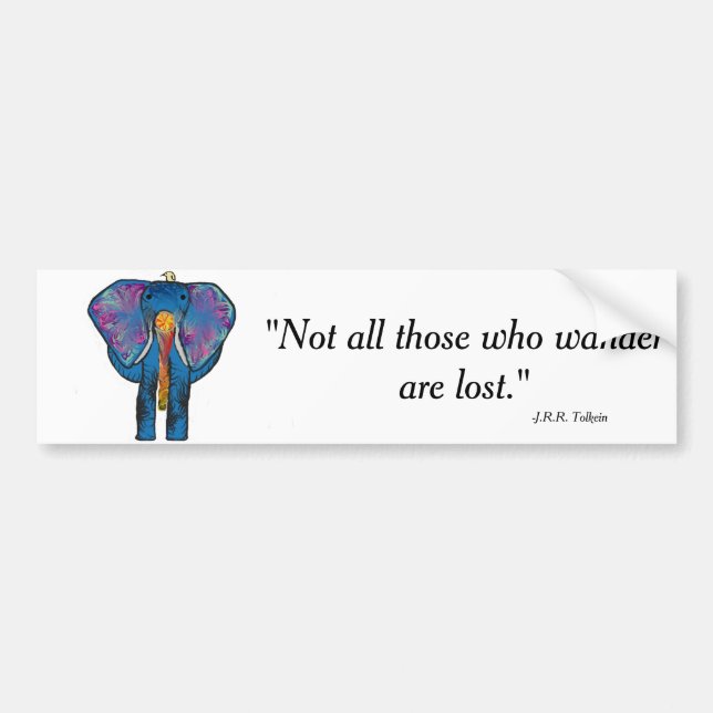 Colourful Elephant and quote Bumper Sticker (Front)