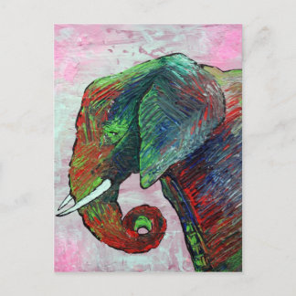 Colourful Elephant Art Postcard