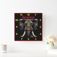 Colourful elephant art with detailed patterns