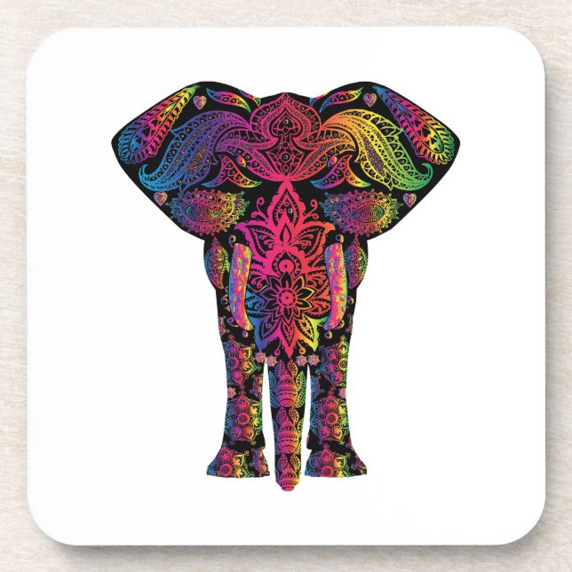 Colourful elephant cartoon coaster (Front)