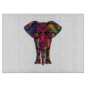 Colourful elephant cartoon cutting board