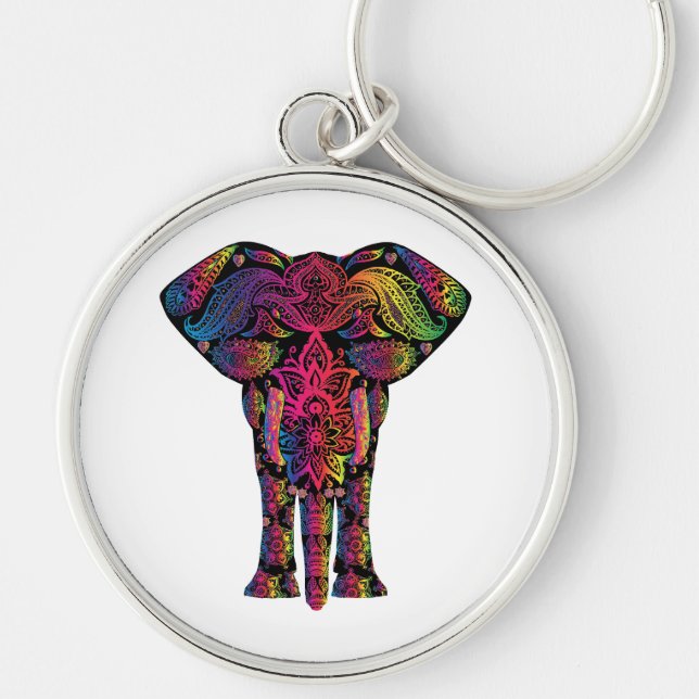 Colourful elephant cartoon key ring (Front)