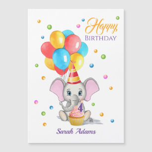 Colourful Elephant Cartoon Kids Birthday