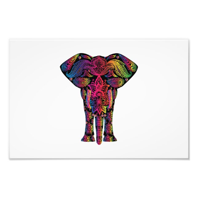 Colourful elephant cartoon photo print (Front)