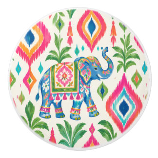 Colourful Elephant Ceramic Cabinet Knob