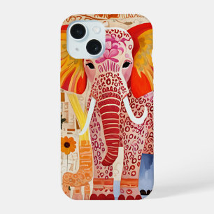 Colourful Elephant Collage Art iPhone 15 Case
