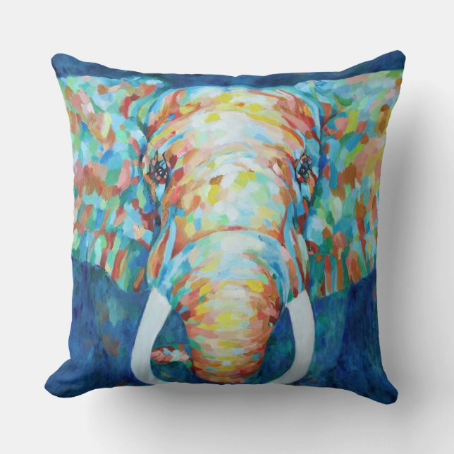 Colourful Elephant Cushion (Front)